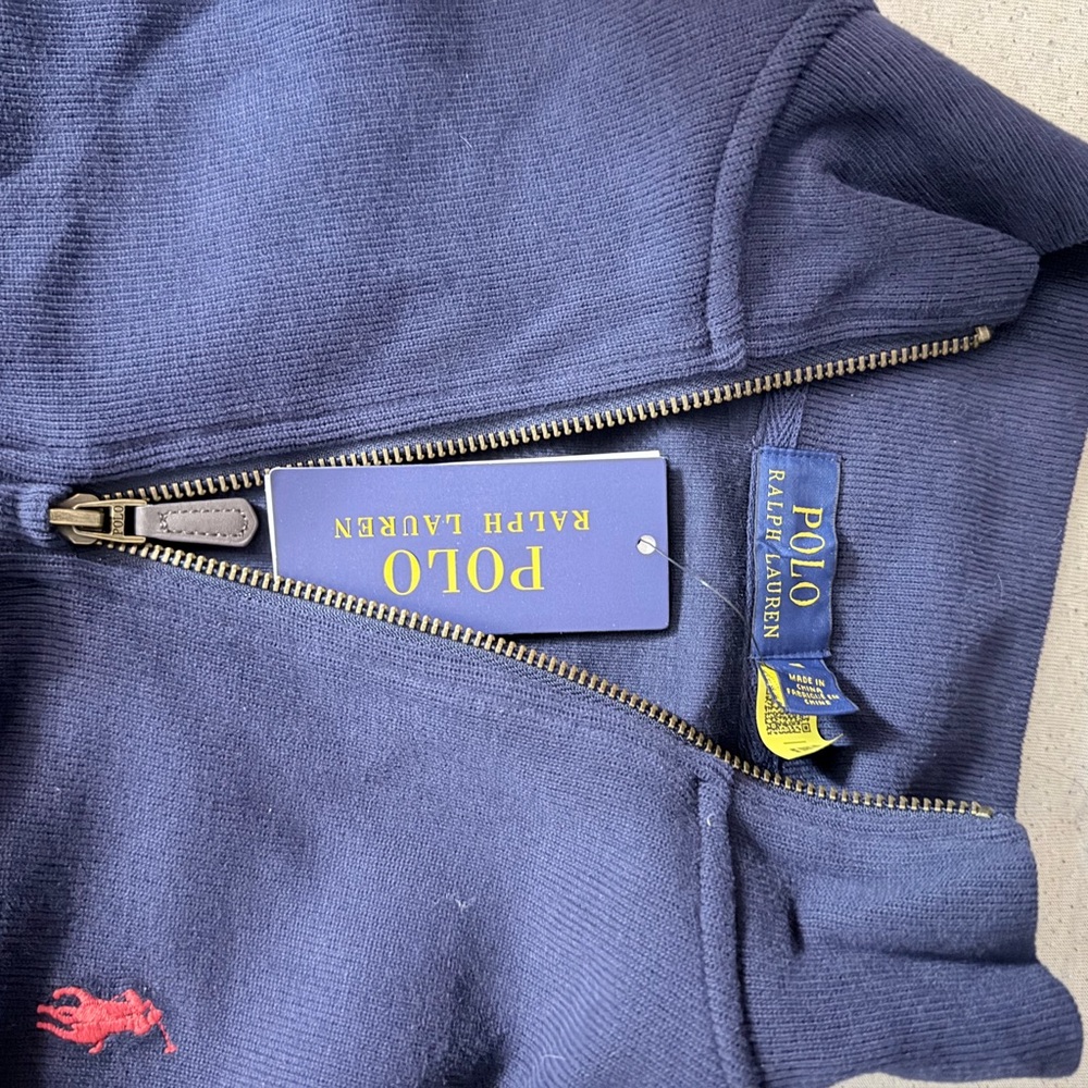 Ralph Lauren Men's Zip-Up Sweater in Navy - Picture 3 of 4